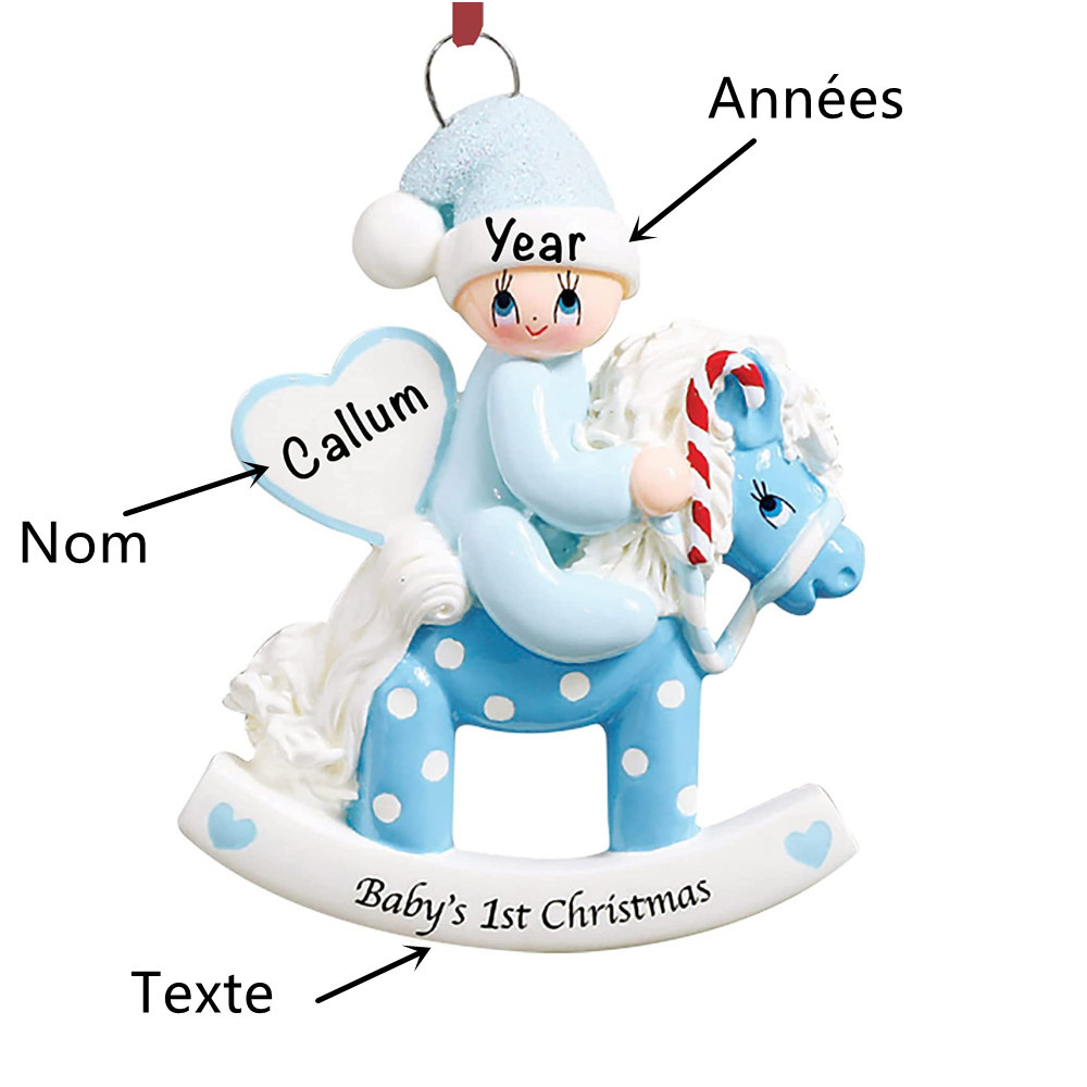 Ornements de Noël en Bois 1 Prénom Personnalisé avec texte et années cadeau pour BéBé