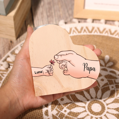 À Ma Maman/Mamie - Bougeoir en Bois Mains et Enfants 2 Prénoms Personnalisés pour Famille sans bougie