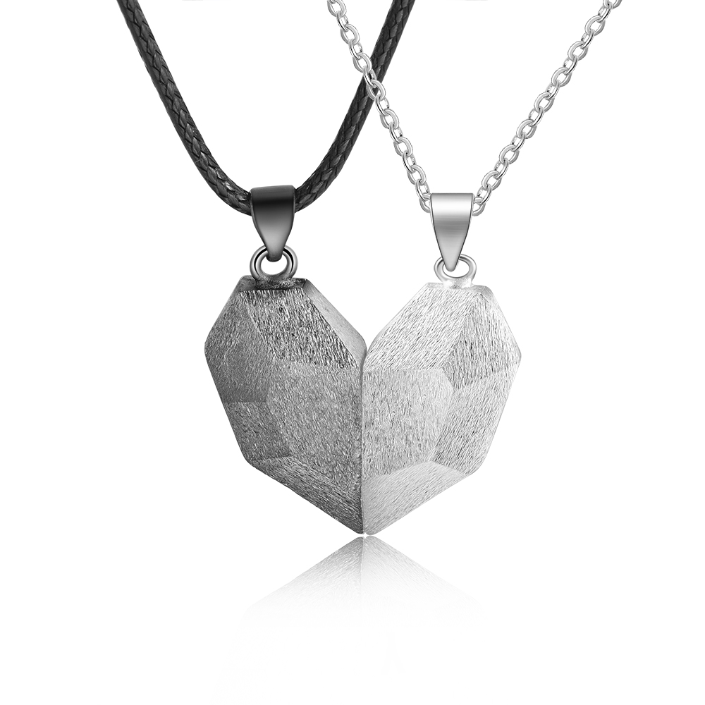 Collier breloque Coeur 2 lettre personnalisée Avec aimant pour Couple
