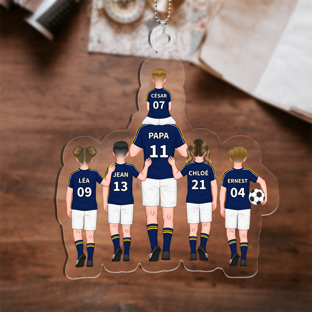 Porte-Clés de Football en Acrylique avec 2-9 Prénoms Personnalisés cadeau anniversaire homme | Jessemade