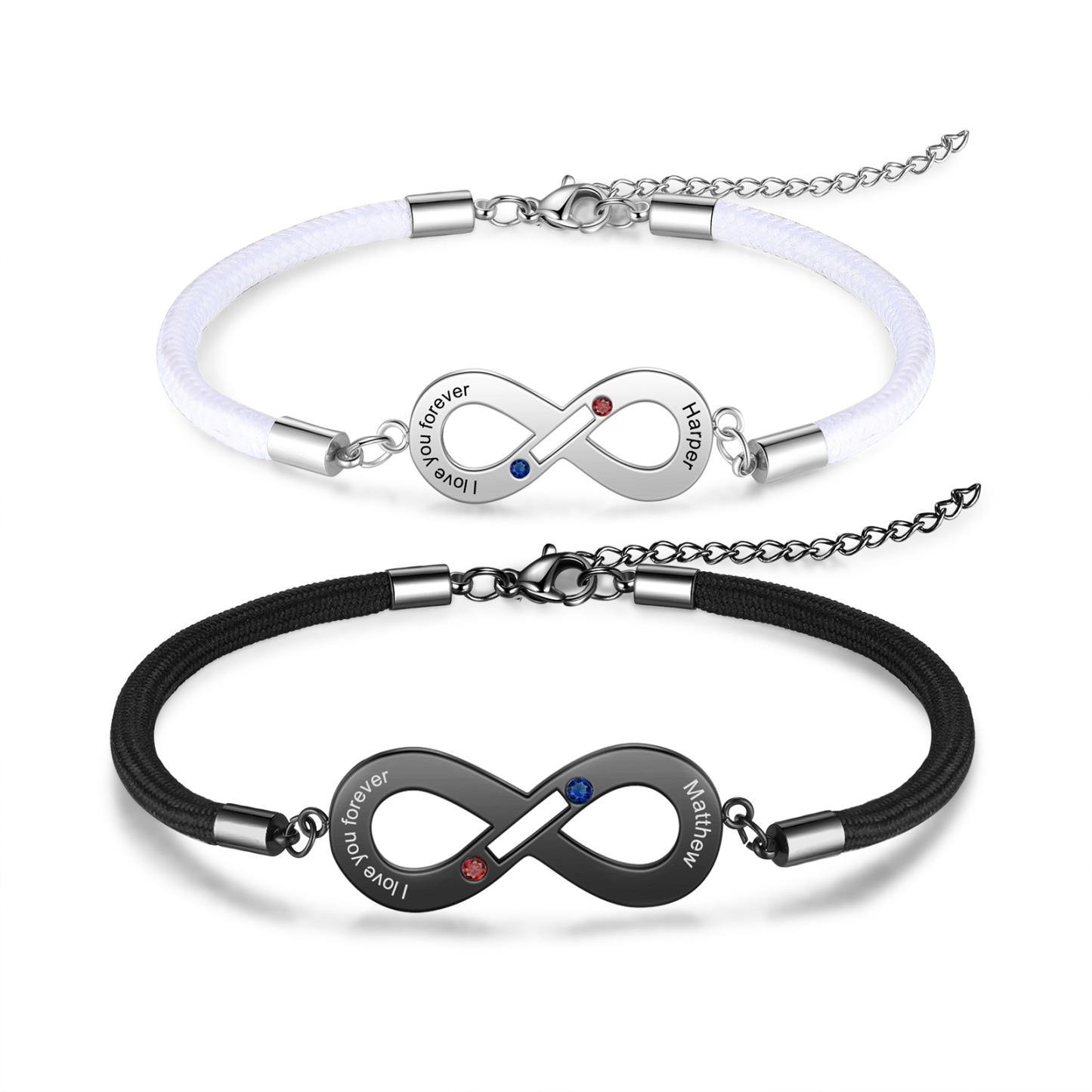 2PCS Bracelet roped de Saint-Valentin 2 Prénoms Personnalisé bracelet en commun pour Un couple Bracelet