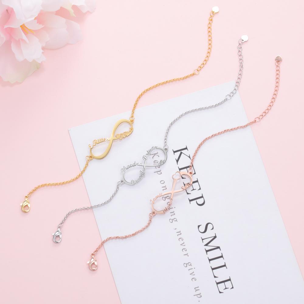 Bracelet Prénom Personnalisé infini 4 prenoms pour enfant