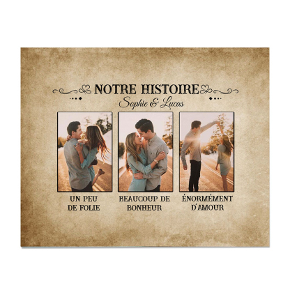 Cadre en bois de Saint-Valentin 2 Prénoms personnalisé avec 3 photos | Jessemade