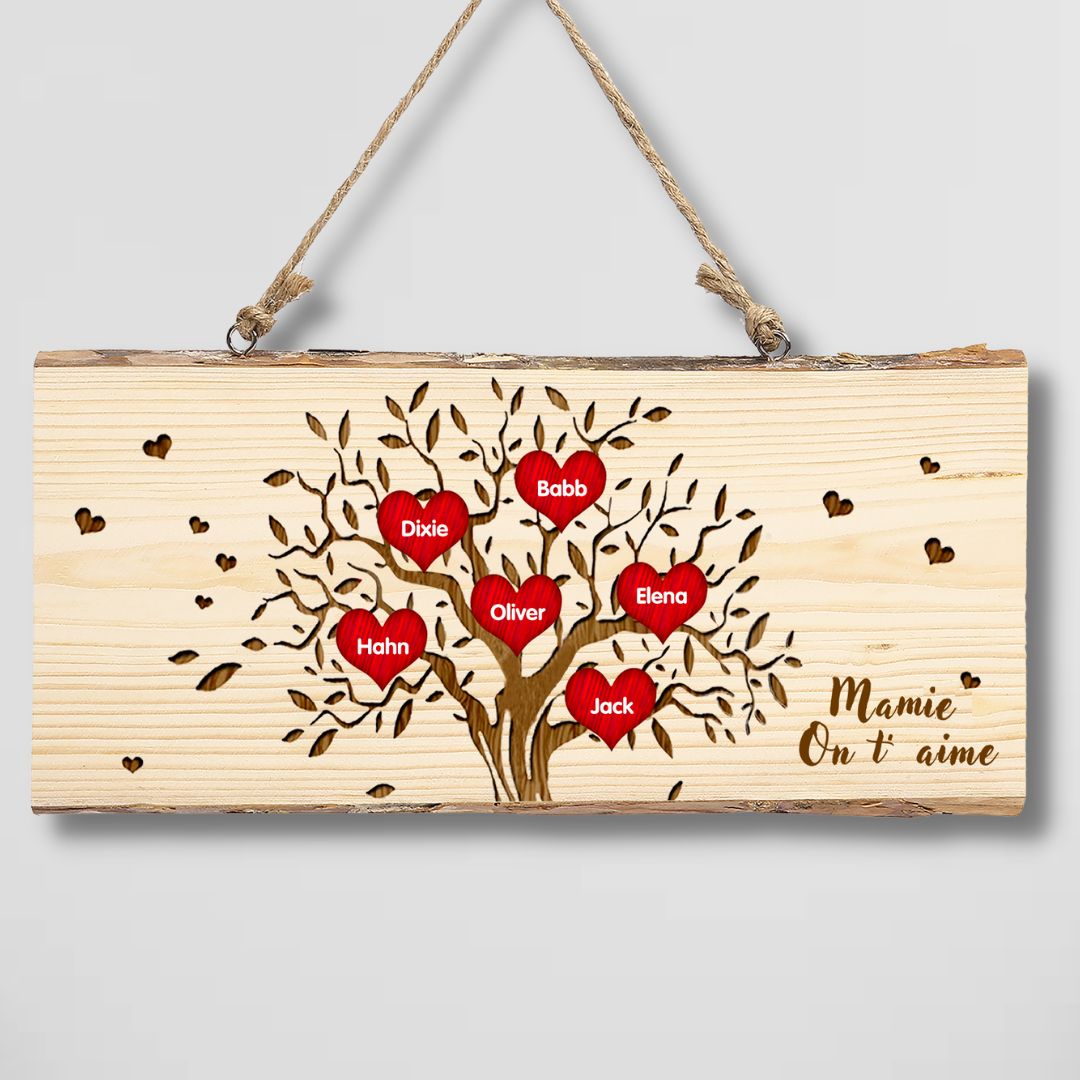 Décoration en bois Arbre de Vie 2-6 Prénoms Personnalisés avec Texte pour Famille Peinture Décorative