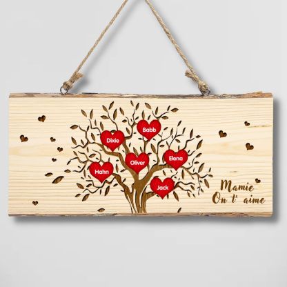 Décoration en bois Arbre de Vie 2-6 Prénoms Personnalisés avec Texte pour Famille Peinture Décorative