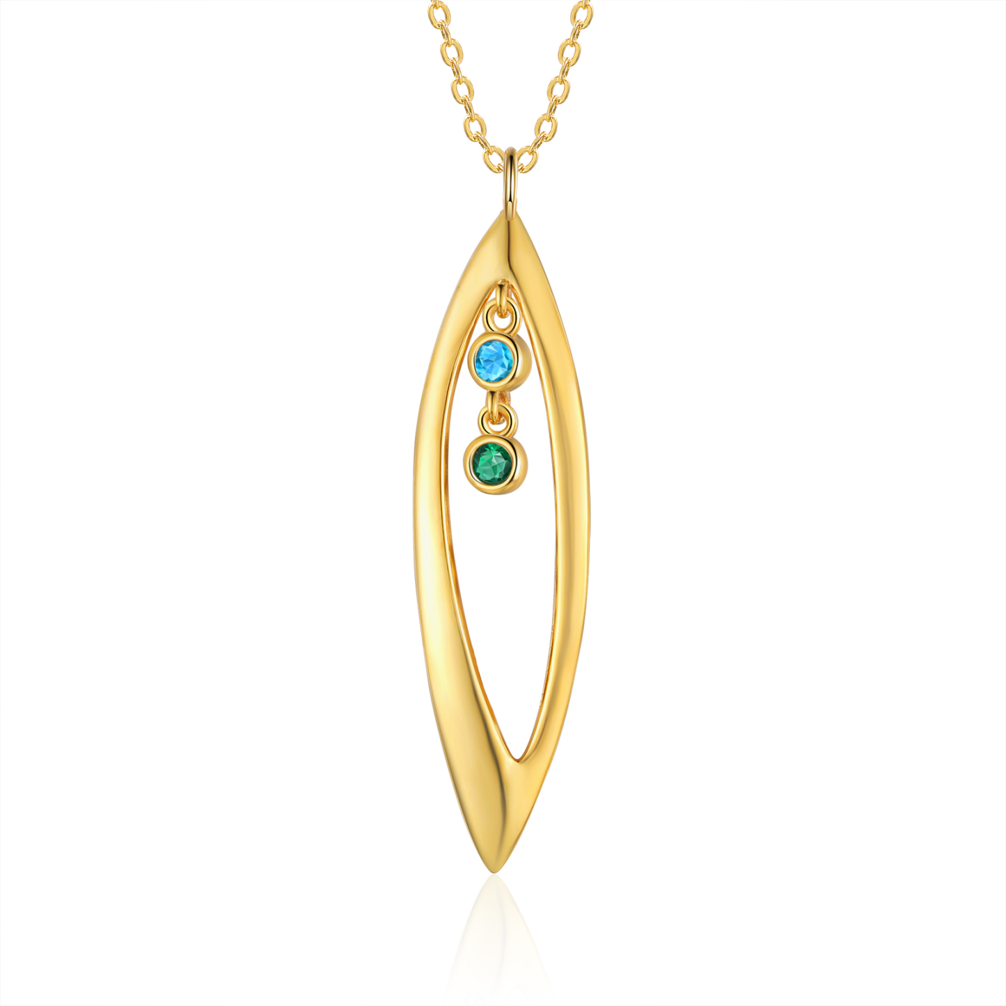 Collier Pendentif Feuilles 1 Prénom et 2 Pierres de Naissance Personnalisés Collier Femmes