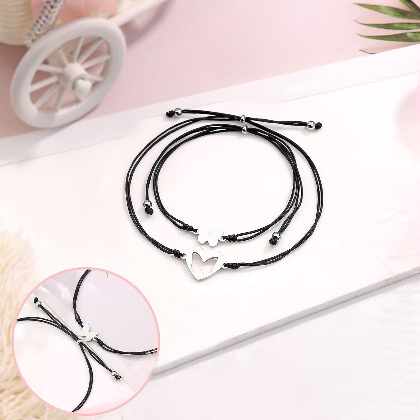 2PCS Ensemble de Bracelets Papillon Bracelet en Commun Cadeau Rentrée Scolaire Premier jour d’école｜Jessemade