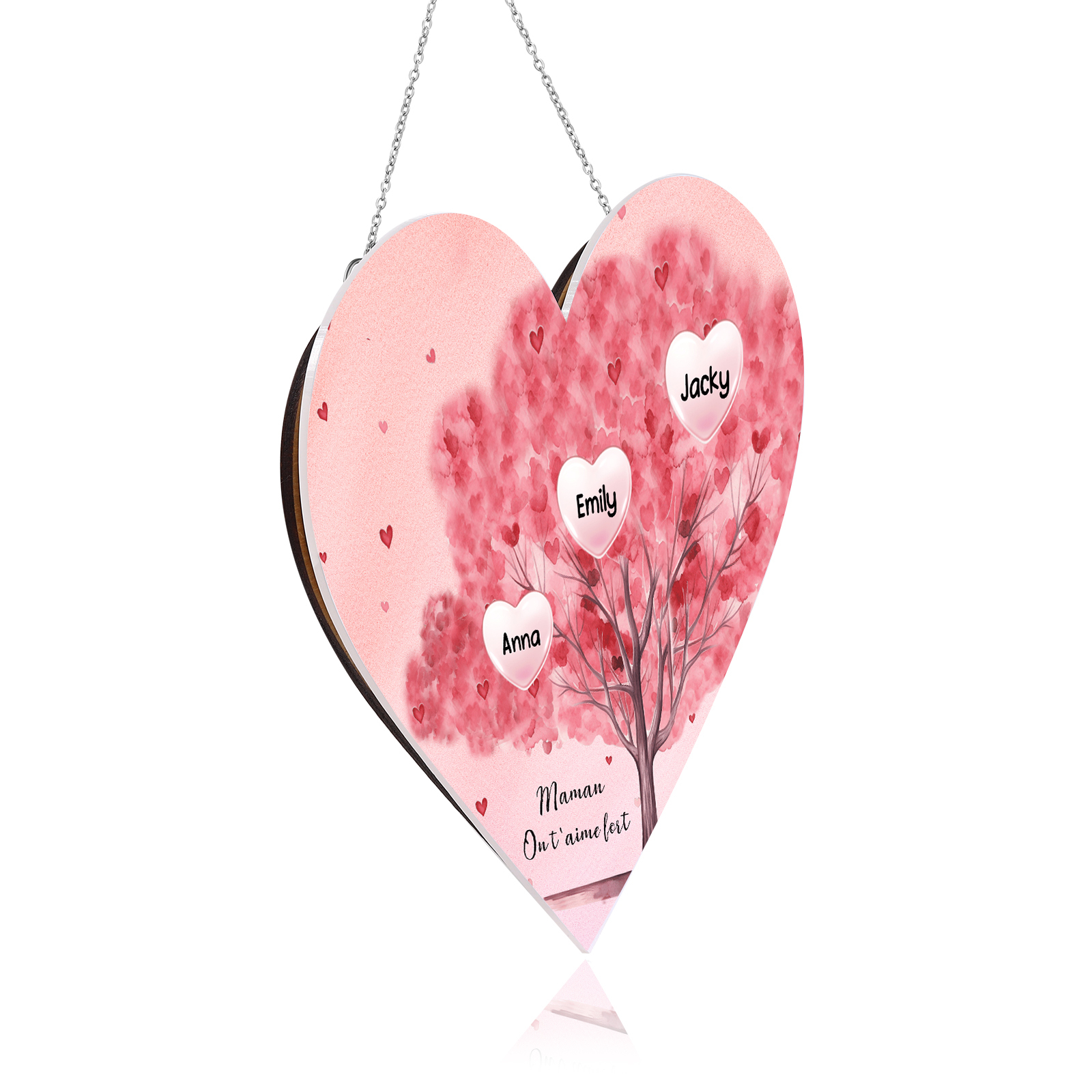 À Maman/Mamie - Veilleuse Cœur Arbre Décoration 3 Prénoms Personnalisés avec 1 Texte