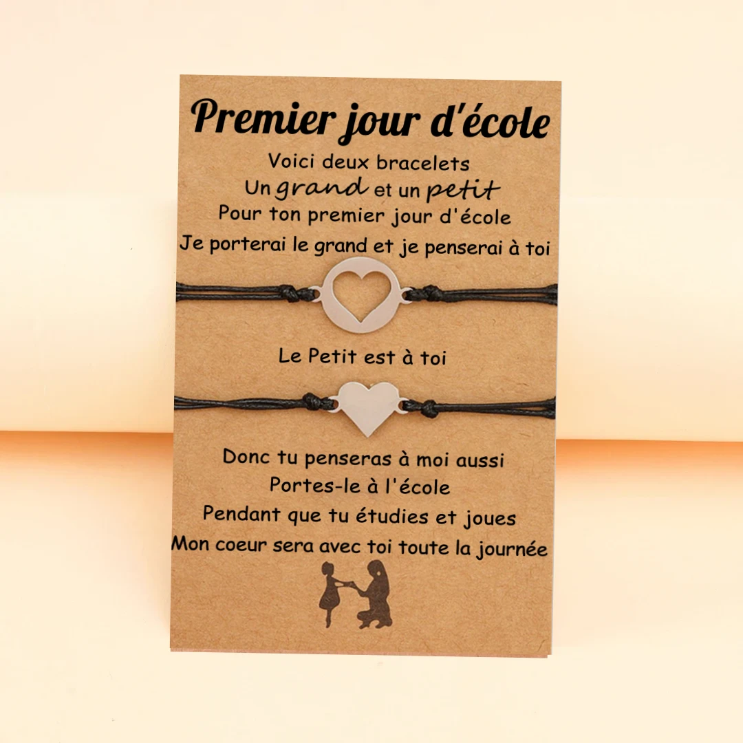 2PCS Ensemble de Bracelets Cœur Bracelet en Commun Cadeau Rentrée Scolaire Premier jour d’école｜Jessemade