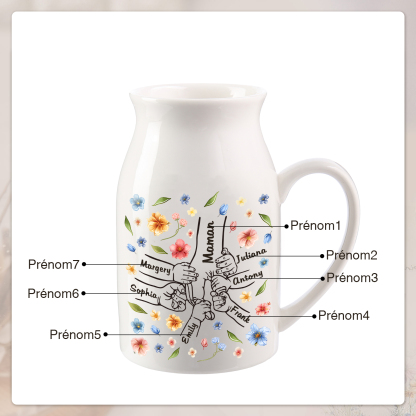 Vase à Fleurs la main dans la main 7 Prénoms Personnalisés Décoration de la Maison