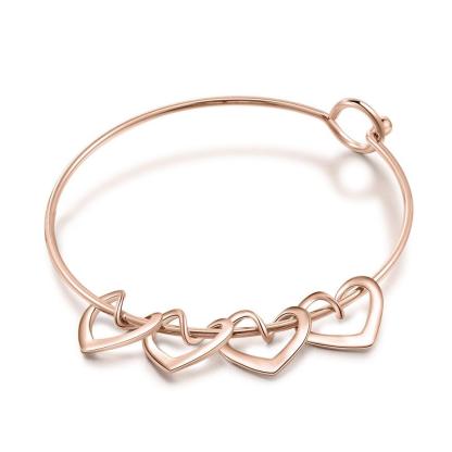 Bracelet 4 Prénoms Personnalisés avec 4 Cœurs Breloques
