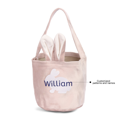 Sac de Pâques Lapin 1 Prénom Personnalisé Tote Bag Enfant