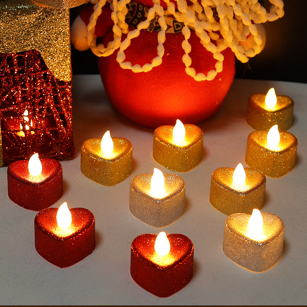 24 Bougies LED Cœur + 2000 Pétales De Rose - Décoration Romantique Saint-Valentin