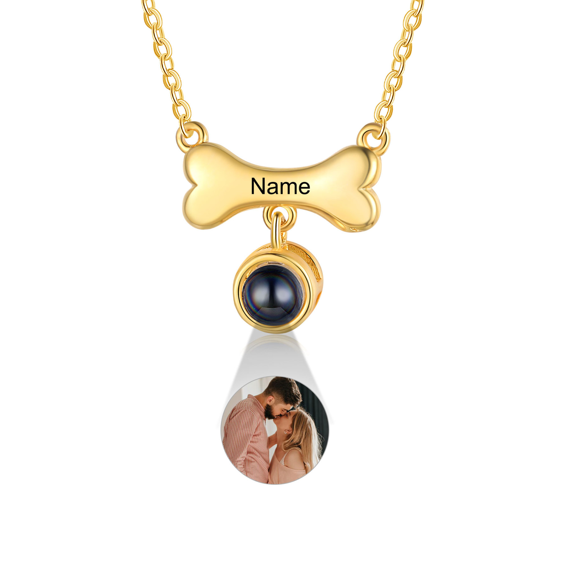 Collier de Projection d'os de chien Photo Personnalisée