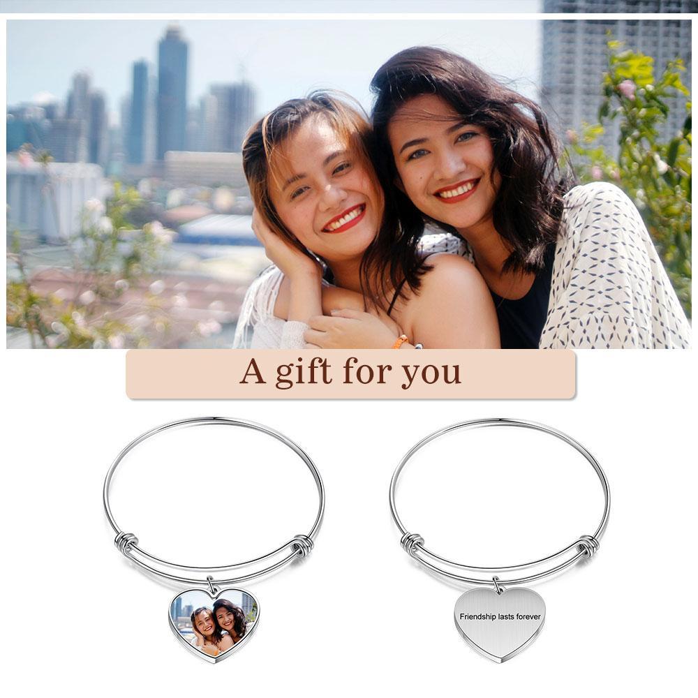 Bracelet Photo Personnalisé avec Cœur Breloque