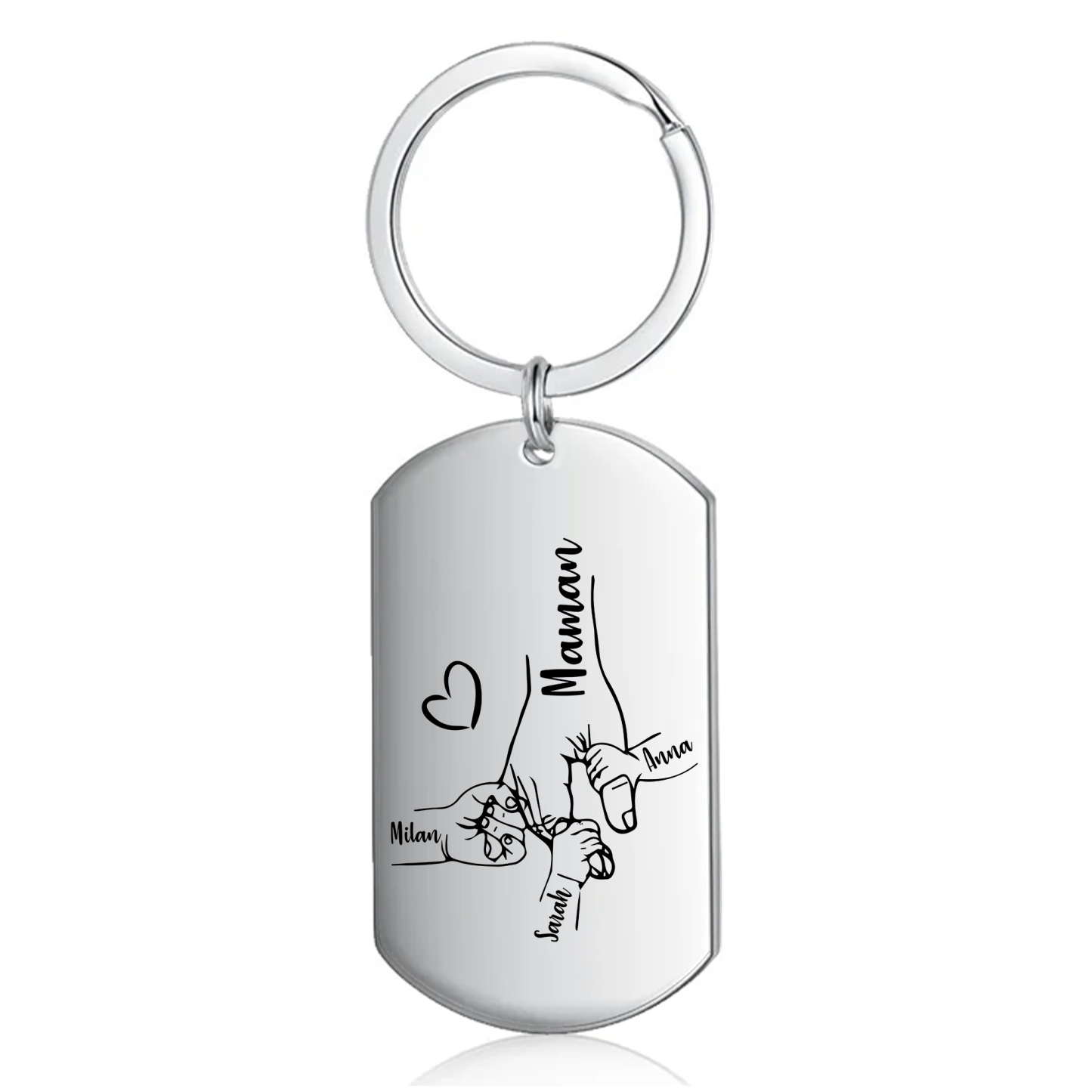 À ma Maman - Porte-Clés 1-4 Prénoms Personnalisés Porte-Clés la lain dans la main