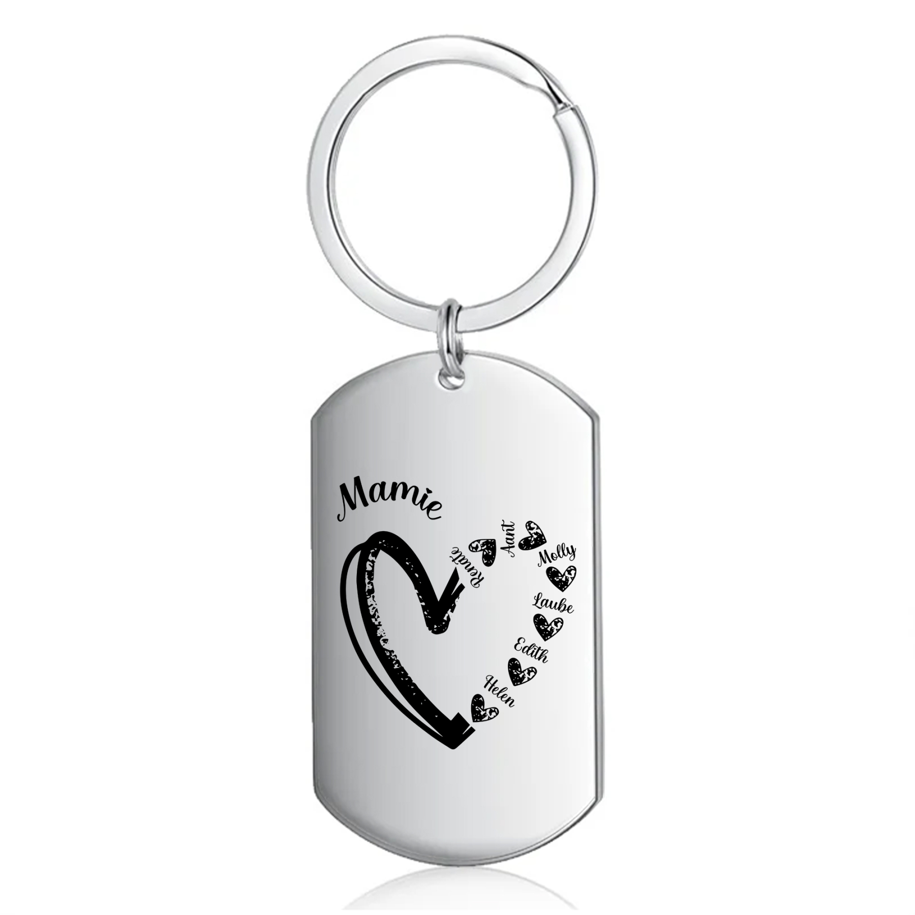 À Ma Mamie - Porte-Clés Cœur 2-7 Noms Personnalisés