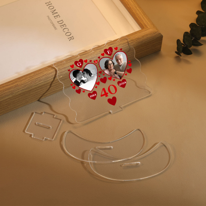 Ornements Panneau Acrylique 2 Lettres et Photos Personnalisées avec Nombre et Année pour Couple