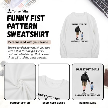 À mon Papi - Sweat-Shirt Papi et Petit-Fils 2 Prénoms Personnalisés