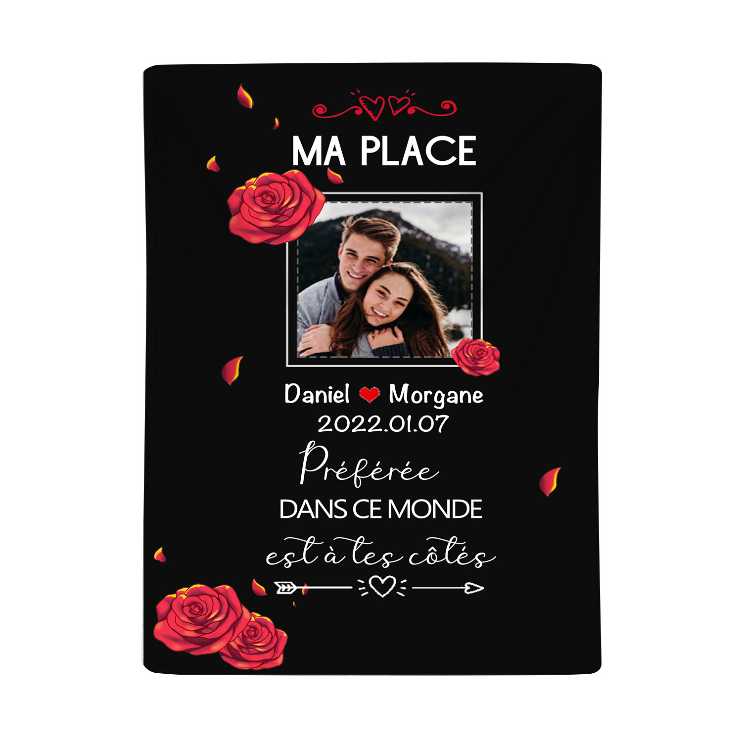 Couverture Plaids Polaire Prénom et Photo Personnalisés avec Texte | Jessemade