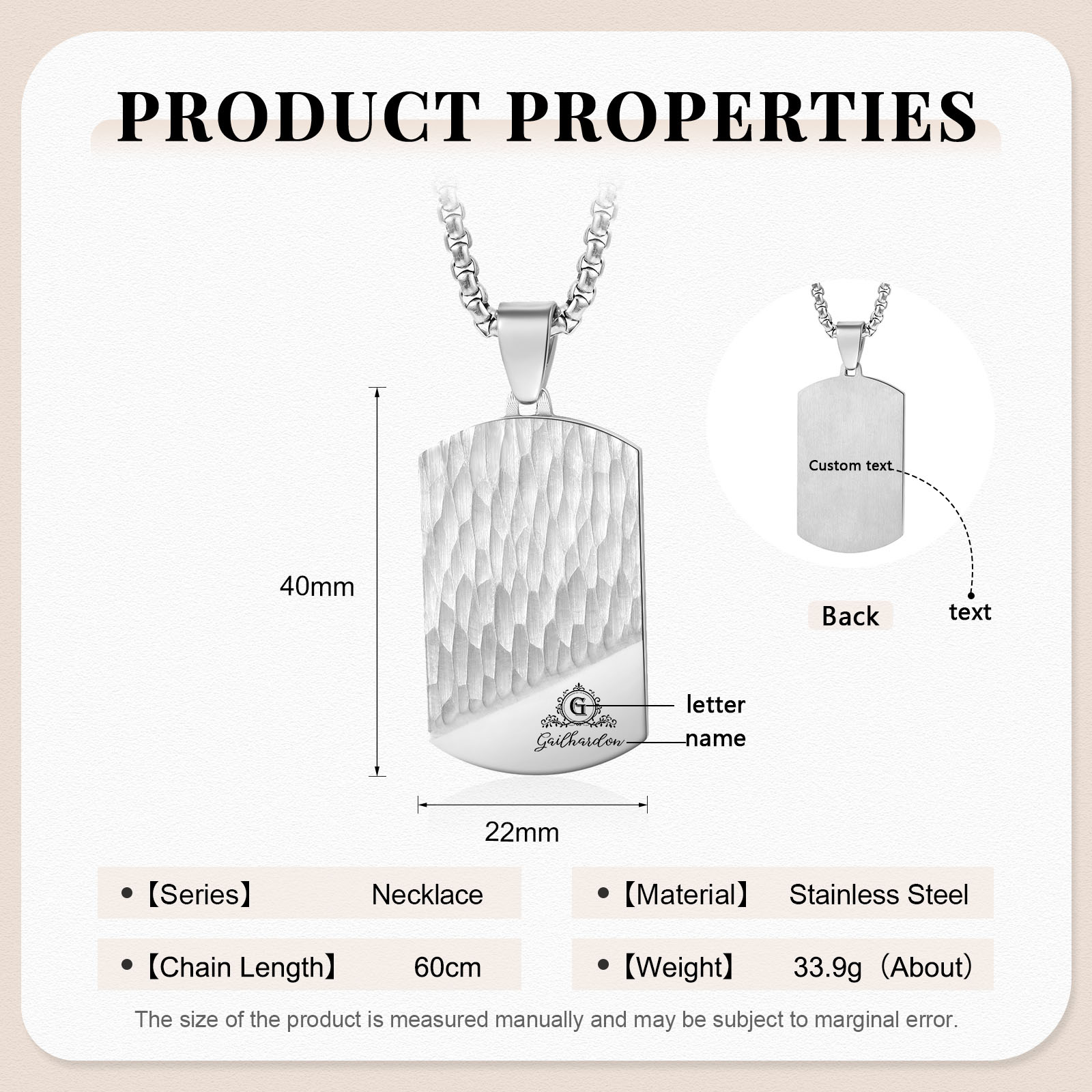 Collier Lettre et 1 Prénom Personnalisés avec Texte｜Jessemade