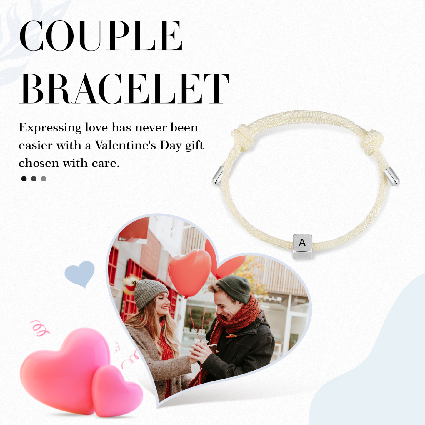 Bracelet Initiale 1 Lettre Personnalisée pour Couple｜Jessemade