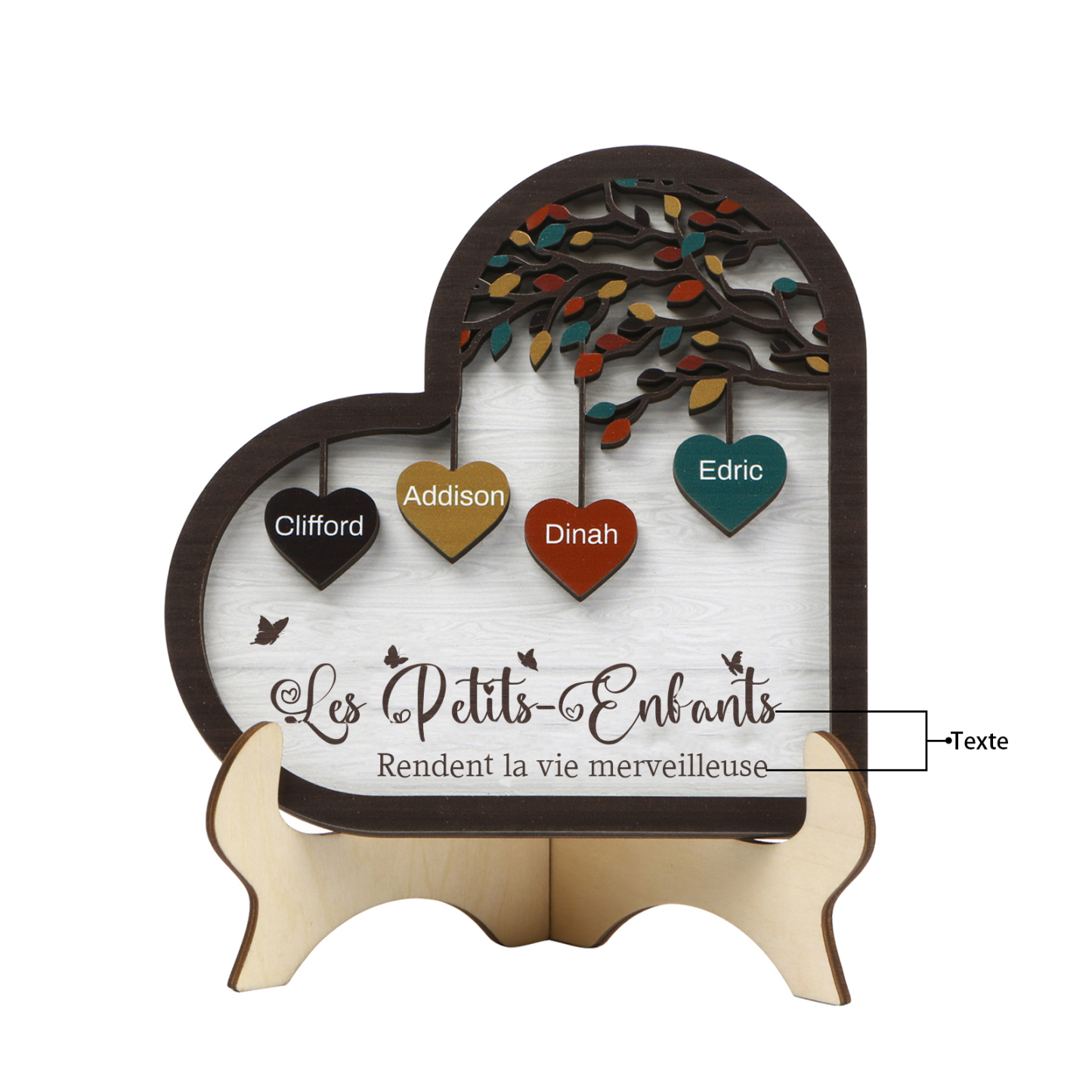 À Mamie Décoration en bois l'arbre des cœurs 4 Prénoms Personnalisés Ornement Famille Cadeau pour mamie | Jessemade