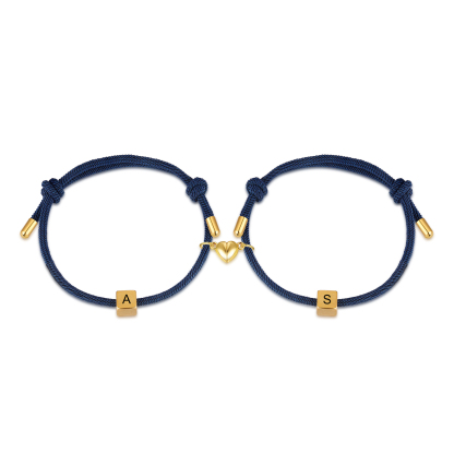 Bracelet Initiale Magnétique 2 Lettres Personnalisées pour Couple｜Jessemade
