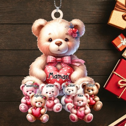 À Maman/Mamie - Porte-clés Personnalisés 1-8 Prénoms avec Oursons Couleurs Choisies Porte-Clés Personnaliables Pour Femme | Jessemade