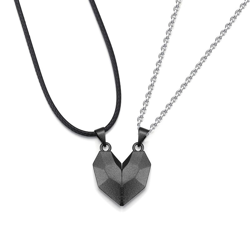 À Ma Petite Amie -Collier breloque Coeur 2 Lettres personnalisés Avec aimant pour Couple