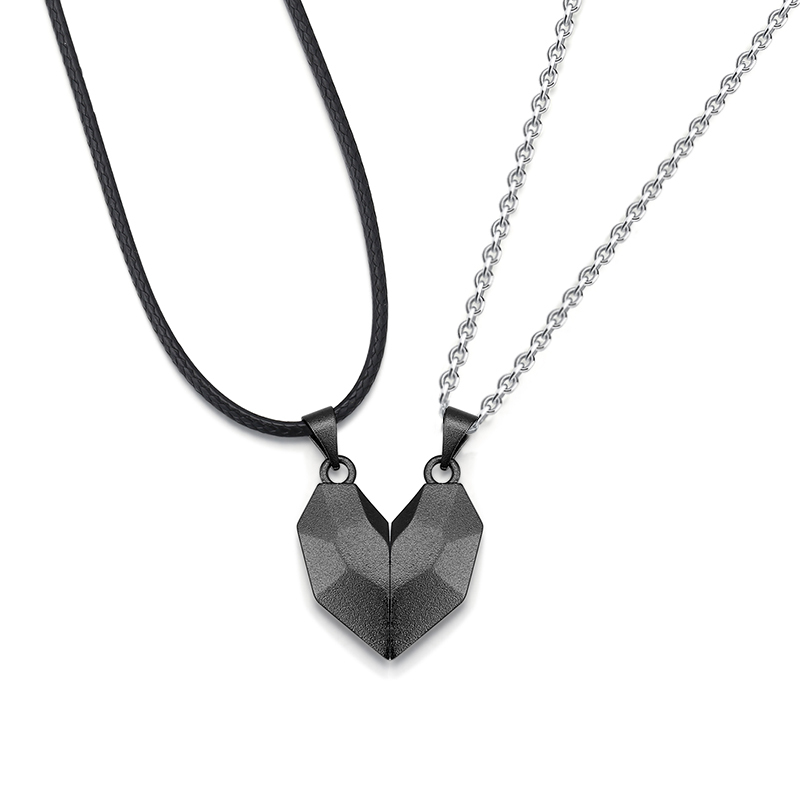 À Ma Petite Amie -Collier breloque Coeur 2 Lettres personnalisés Avec aimant pour Couple