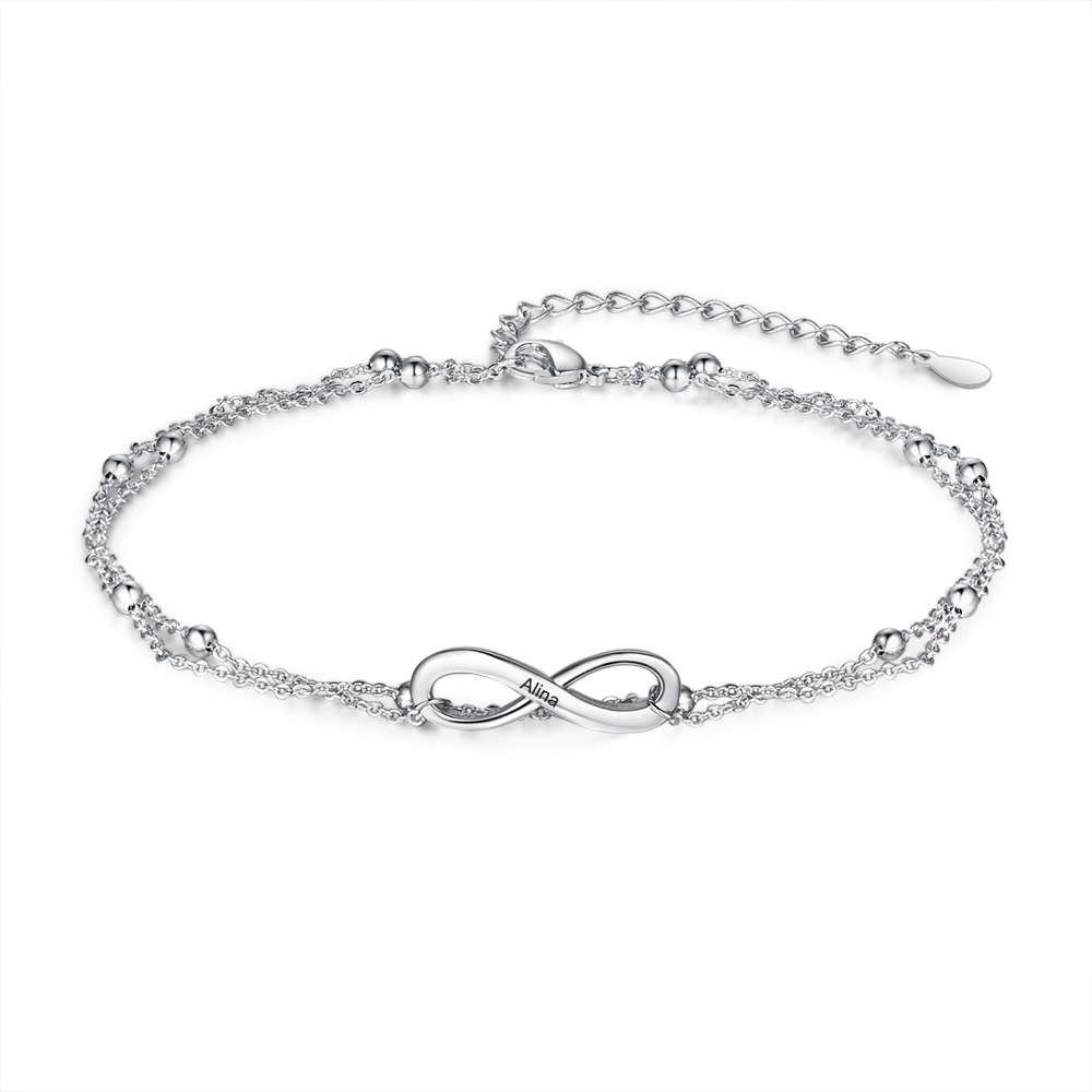 Bracelet de cheville infini Prénom Personnalisé