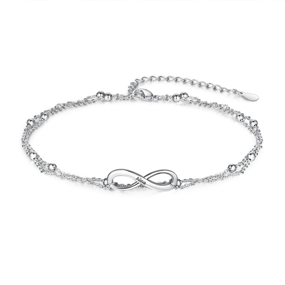 Bracelet de cheville infini Prénom Personnalisé