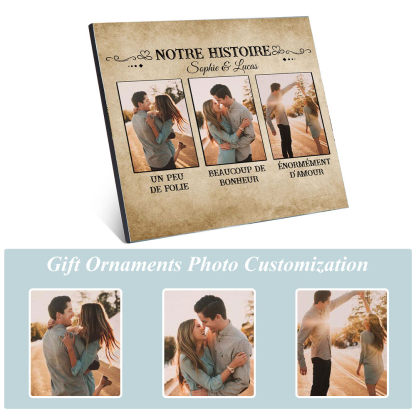 Cadre en bois de Saint-Valentin 2 Prénoms personnalisé avec 3 photos | Jessemade