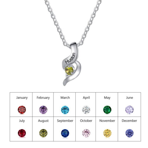 Collier Femme 1 Prénom Personnalisé avec 1 Pierre de naissance