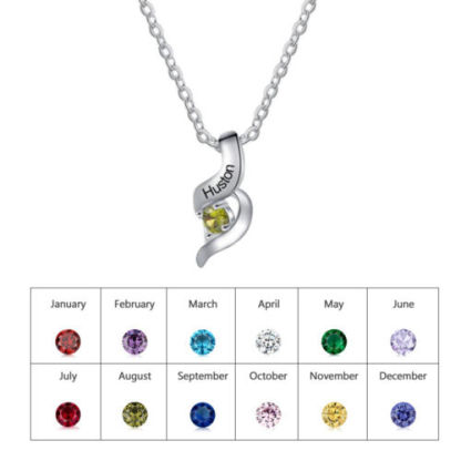 Collier Femme 1 Prénom Personnalisé avec 1 Pierre de naissance
