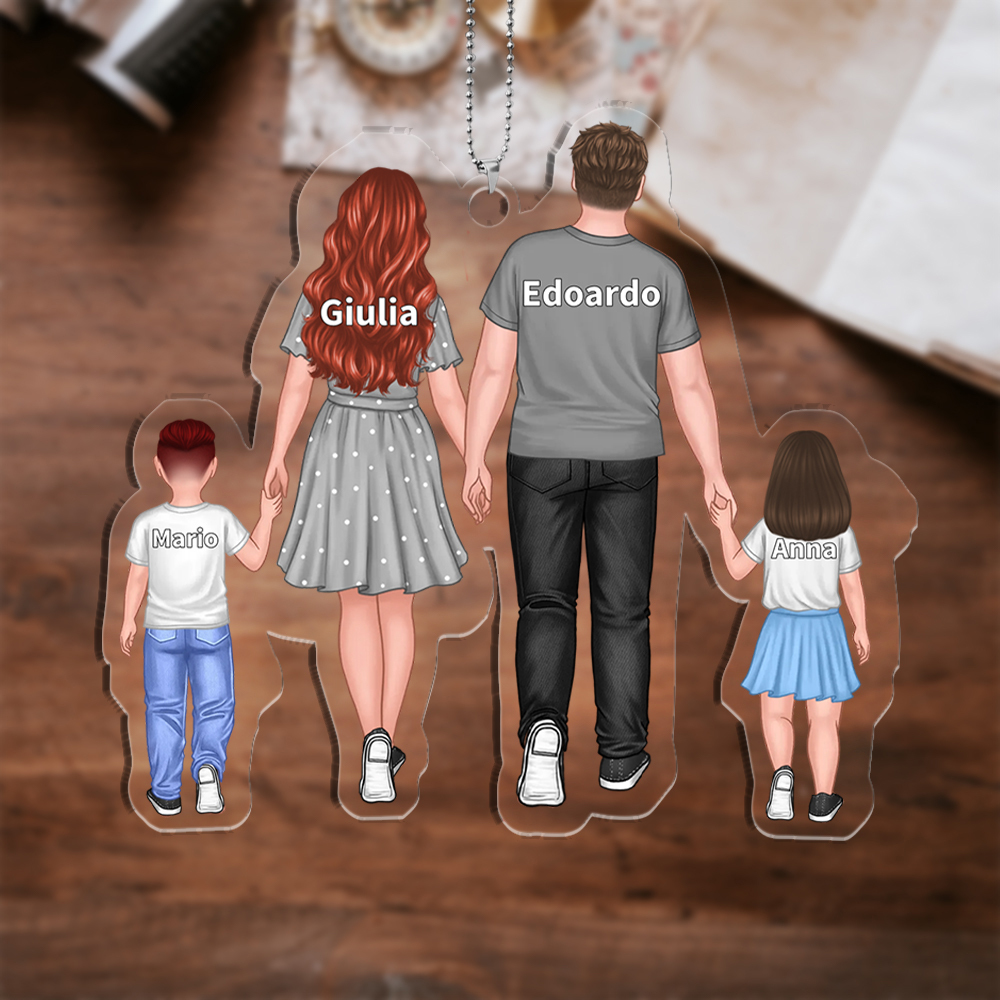 Porte-Clés/Ornements Acrylique Famille 2-10 Prénoms Personnalisés | Cadeau Fête des Pères | Jessemade