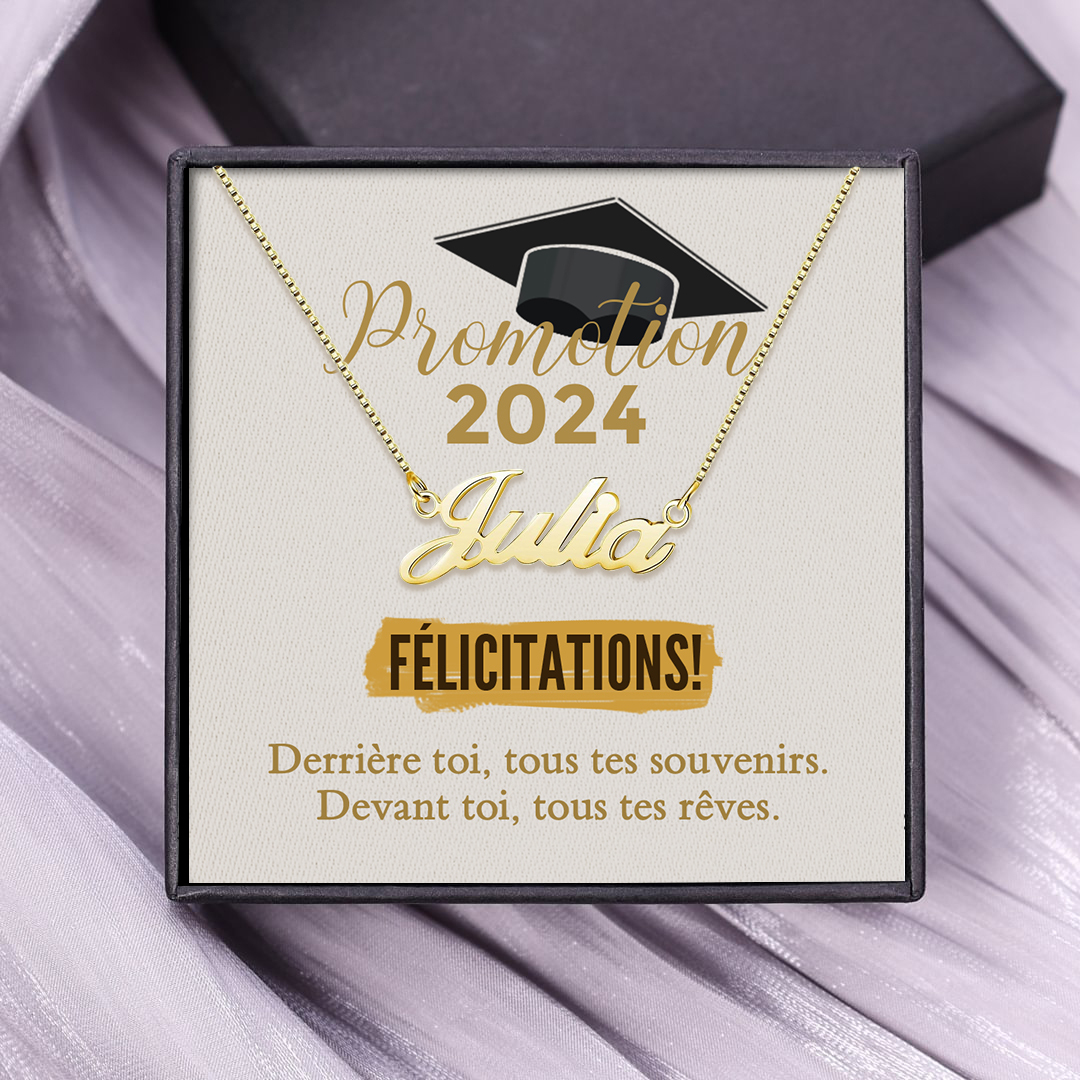 Jessemade FR Collier Diplômé 2024 Prénom Personnalisé Cadeau de Graduation avec carte