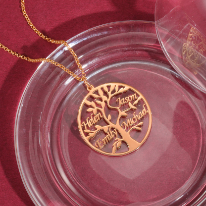 Collier Argent Arbre de vie Arbre généalogique 4 prenoms
