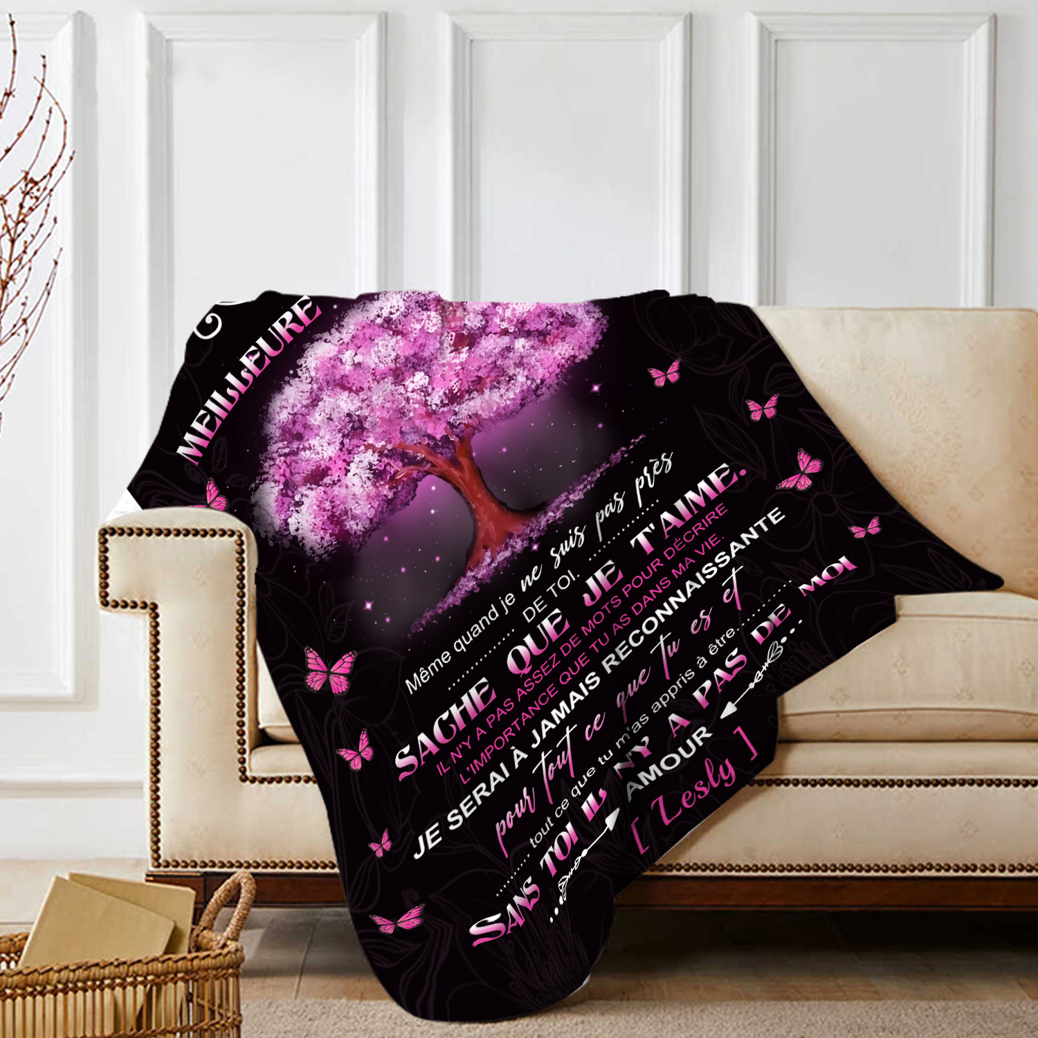 À ma Mamie - Couverture Plaids Polaire 1 Prénom Personnalisé