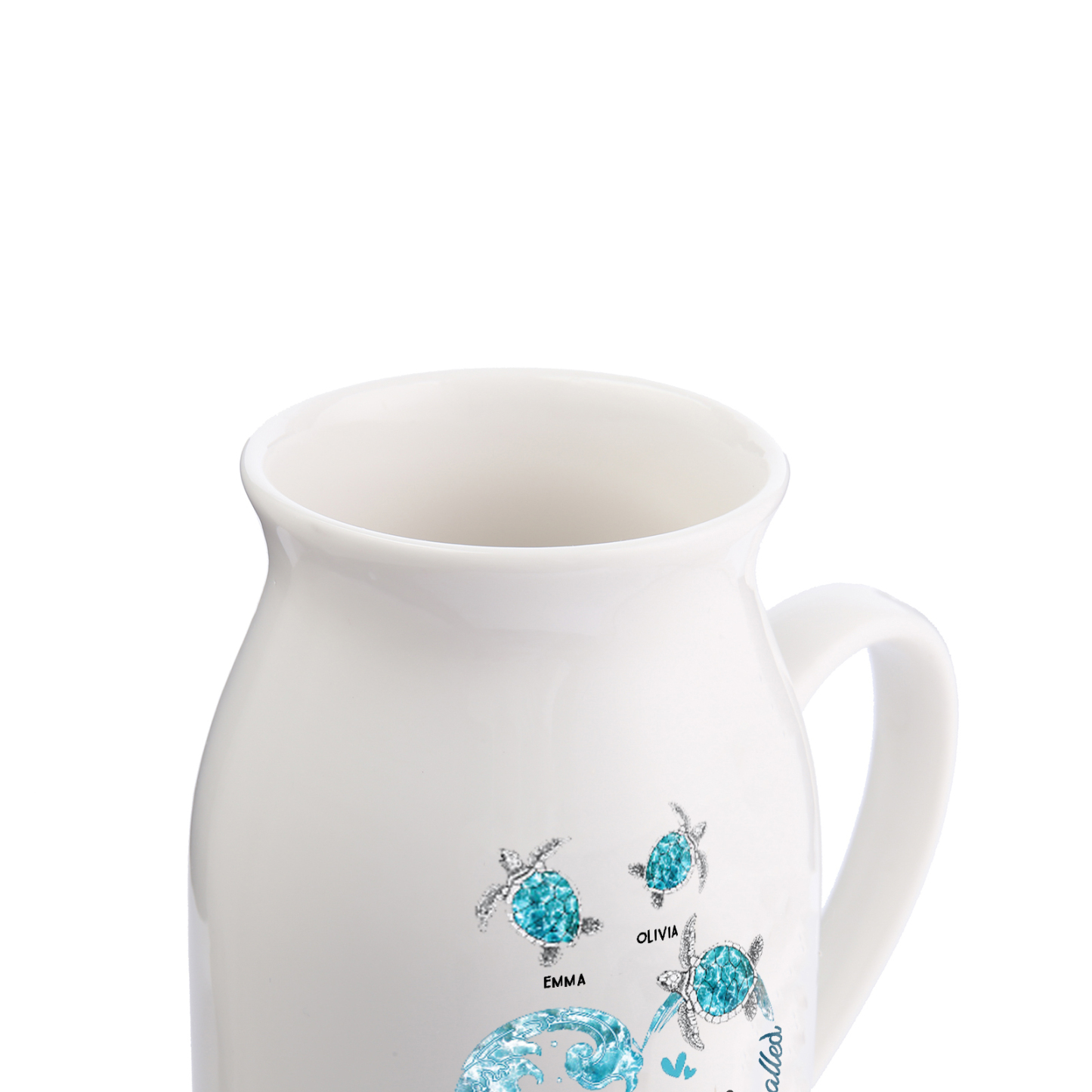Vase à Fleurs Tortue de Mer 2 Prénoms Personnalisés avec 1 Texte Décoration de la Maison