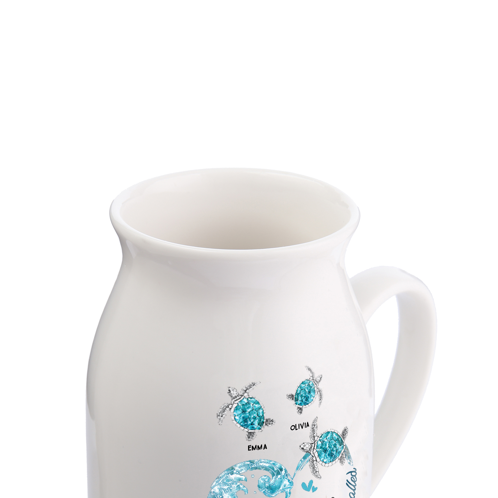 Vase à Fleurs Tortue de Mer 2 Prénoms Personnalisés avec 1 Texte Décoration de la Maison