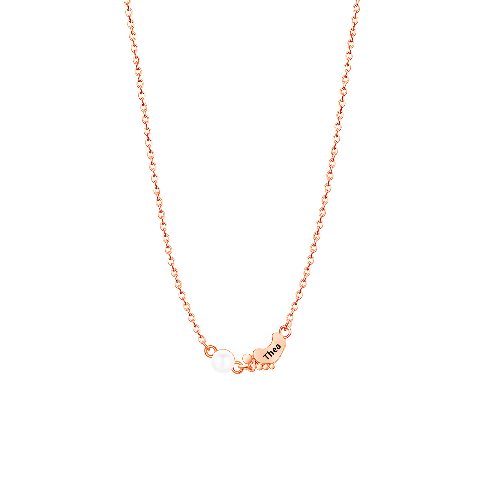 Collier Pieds Bébé et Perles 1 Prénom Personnalisé Collier Femmes