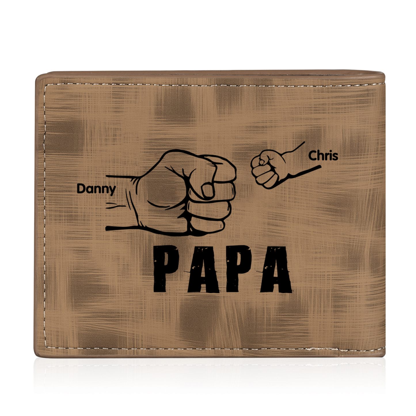 À mon Papa - Portefeuille Poings 2 Prénoms Personnalisés avec Photo Classique Homme Porte-Monnaie Carte