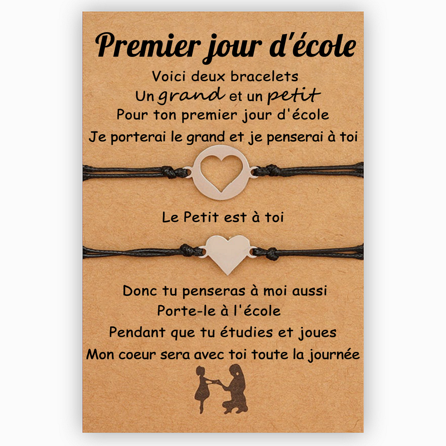 2PCS Ensemble de Bracelets Cœur Bracelet en Commun Cadeau Rentrée Scol