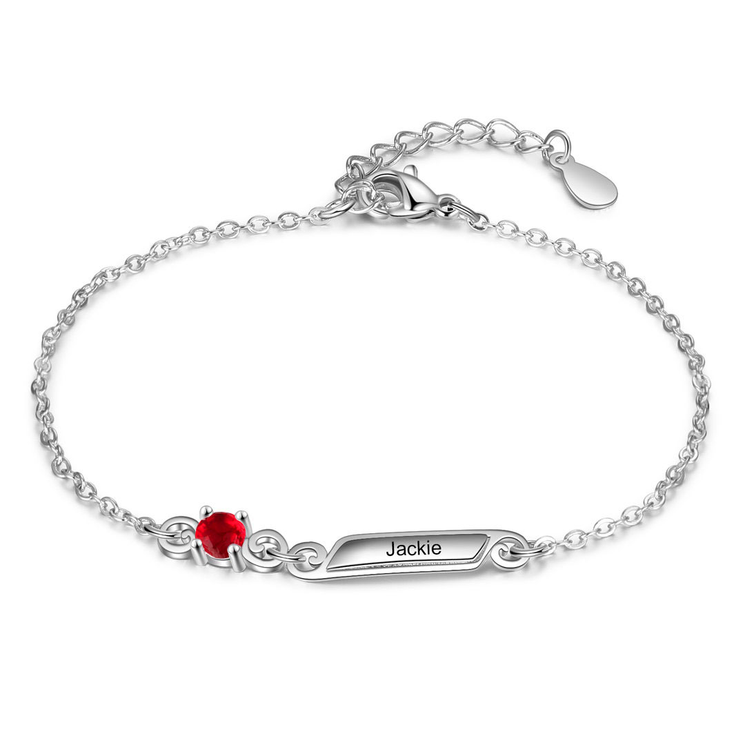 Bracelet 1 Prénom Personnalisé avec 1 Pierre de Naissance