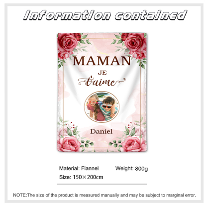 À ma Maman - Couverture Plaids Polaire 1 Prénom et Photo Personnalisés