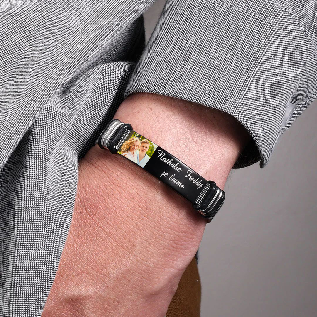 Bracelet 2 Prénoms Personnalisé texte avec photo