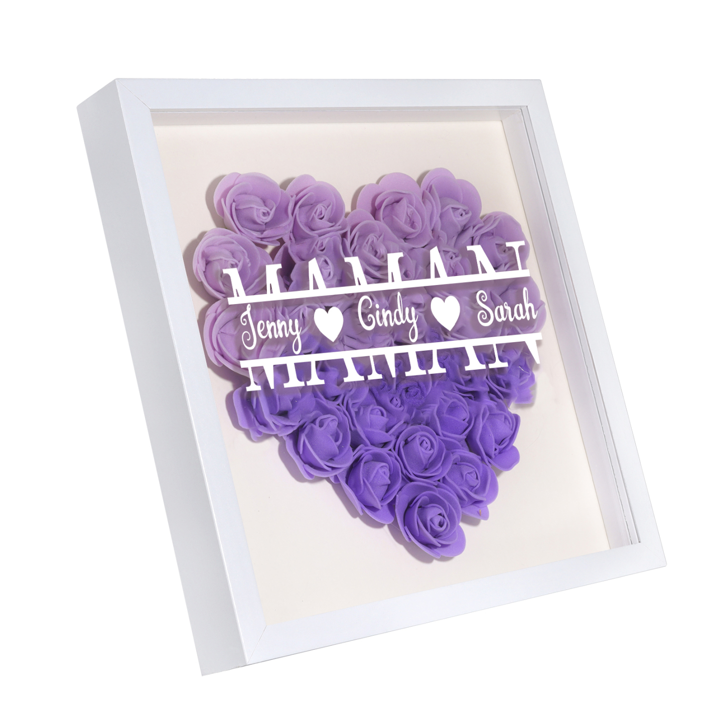 À ma Maman - Cadre Panneau de densité 1 Prénom et Texte Personnalisés Ornements Floral pour Famille cadeau pour femme anniversaire | Jessemade