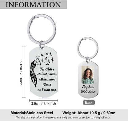 Porte-Clés Commémoratif 1 Prénom et Photo Personnalisés avec Date | Jessemade